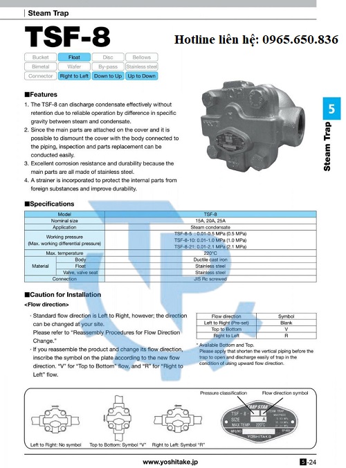 Catalog bẫy hơi Nhật Bản