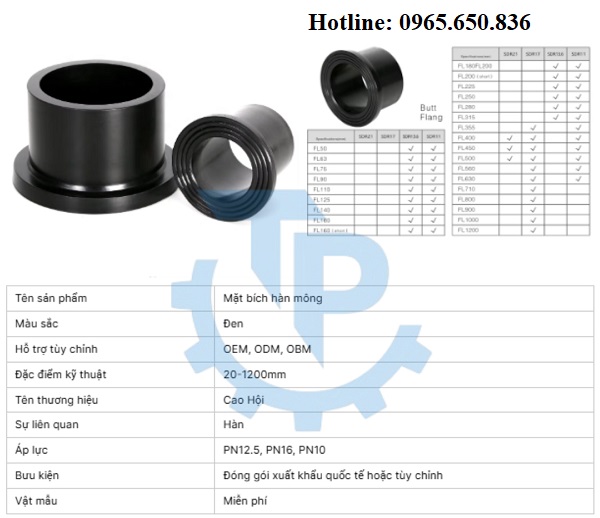 Mặt bích hàn nhựa HDPE