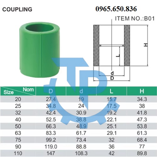 Thông số măng sông nhựa PPR