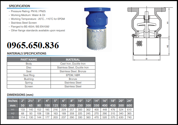 Thông số cấu tạo rọ bơm KVS