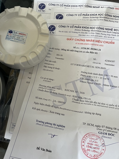 Giấy chứng nhận hiệu chuẩn đồng hồ