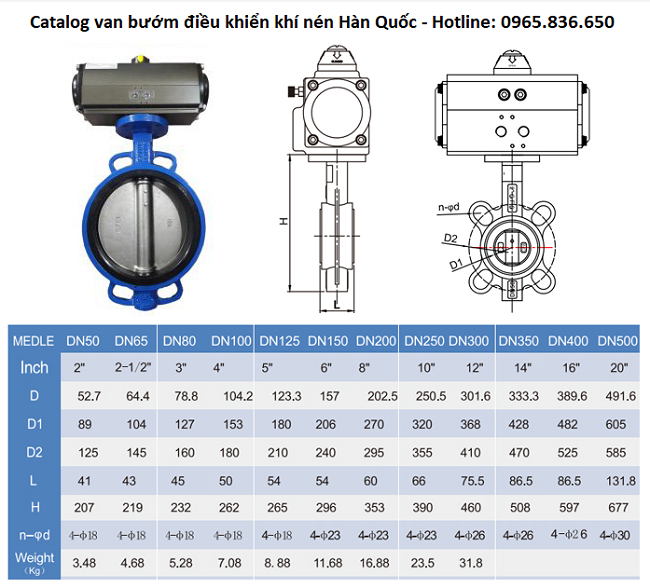 Catalog van bướm điều khiển khí nén Hàn Quốc