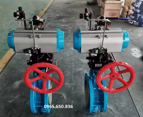 Van bướm khí nén 2 mặt bích