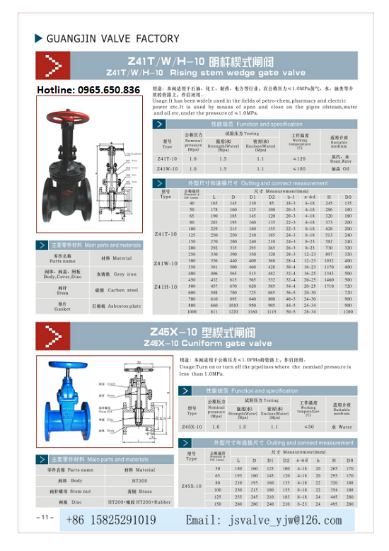 Catalog gate valve