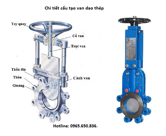 cấu tạo van cổng dao thép