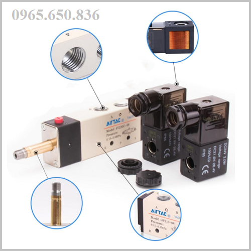 Cấu tạo van điện từ khí nén 4V220-08
