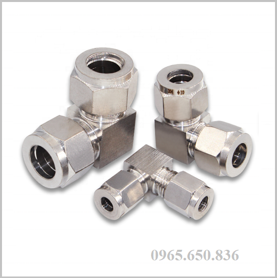 Cút nối inox 90 độ có 2 đầu siết hạt bắp