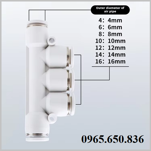Đầu nối chia 5 ngã PK khí nén