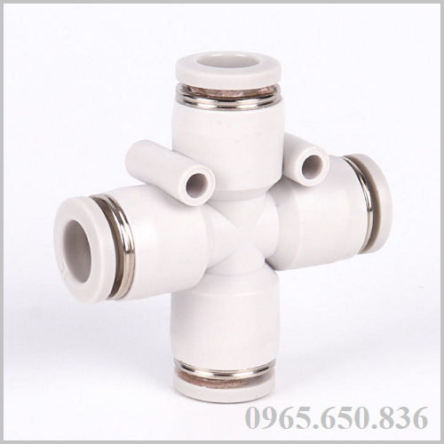 Đầu nối chữ thập Khí nén PZA màu trắng