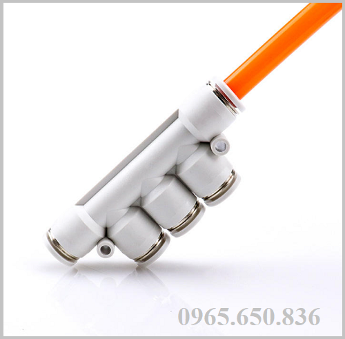 Đầu nối khí nén chia 5 ngã PK màu trắng