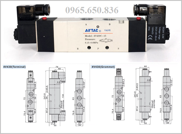 Thông số van điện từ khí nén 4V430C-15