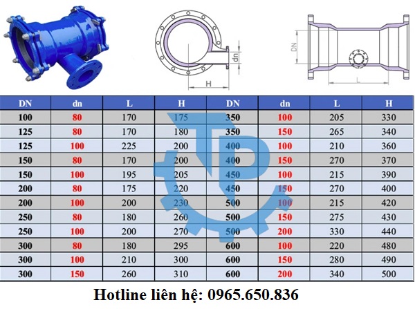 Catalog tê xả cặn gang