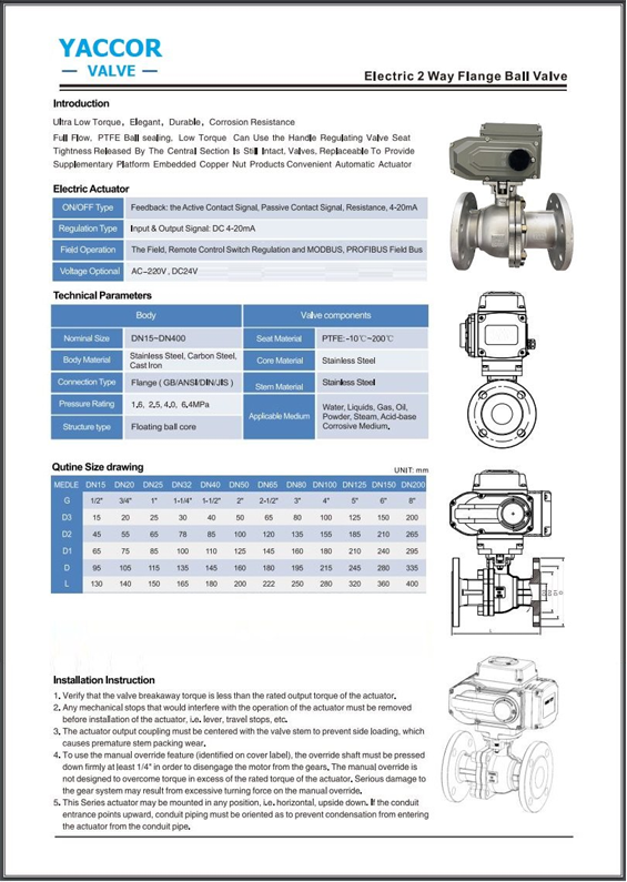 Catalog van bi điều khiển điện Yaccor