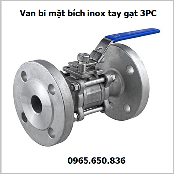 Van bi mặt bích inox tay gạt 3PC