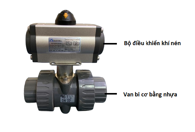 Cấu tạo van bi nhựa điều khiển khí nén