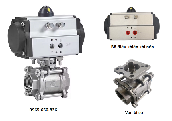 Cấu tạo van bi nối ren điều khiển khí nén