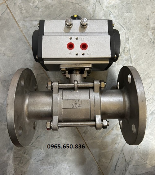 Van bi 3 mảnh khí nén mặt bích
