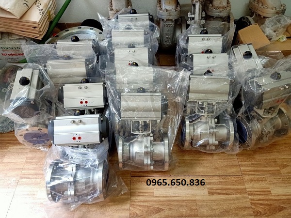 Van bi mặt bích điều khiển khí nén ON OFF
