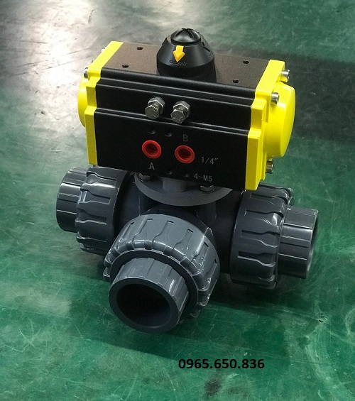 Van bi nhựa 3 ngã điều khiển khí nén